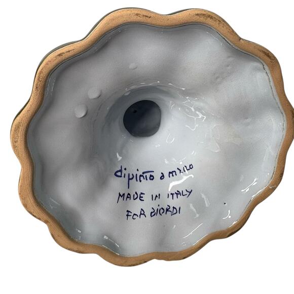 Vintage Hand Painted Italian Faience Candlesticks Floral Majolica Repaired As Is - Picture 13 of 16